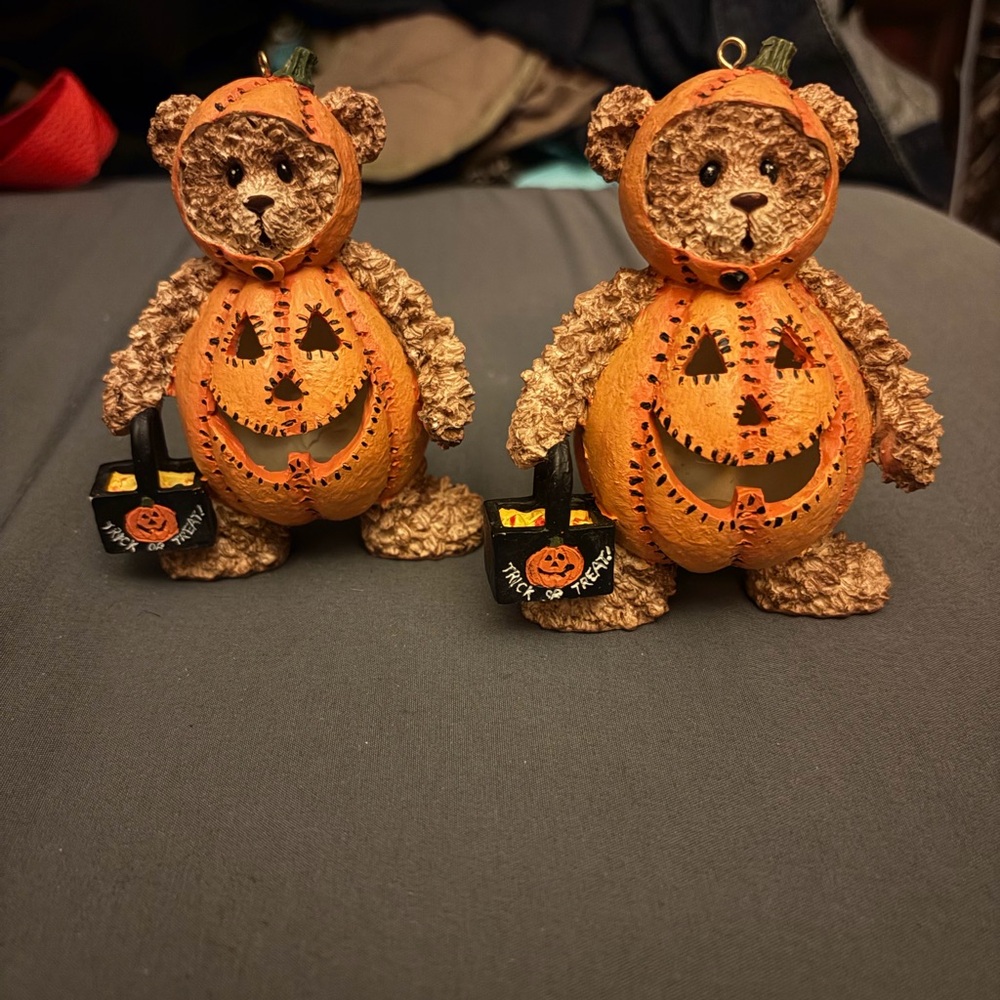Halloween Pumpkin Bear Figurines